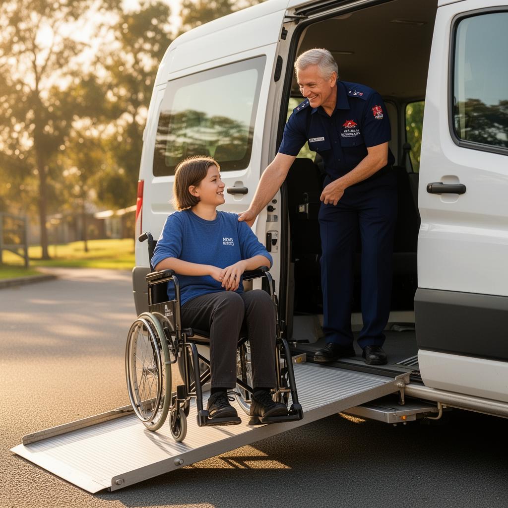 A CareDrive driver assisting an NDIS participant